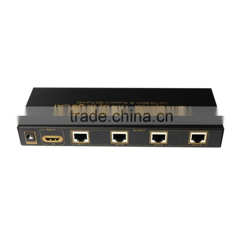 HDMI splitter 1x4 by 2CAT extend 60M full HD with four receiver (Support 3D),EU