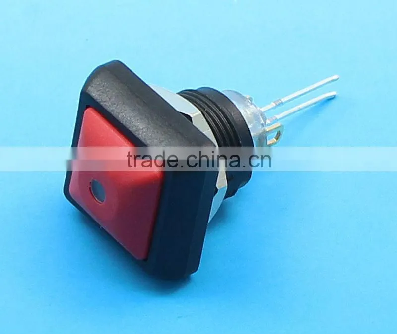 12mm square head led light illuminated pushbutton switch