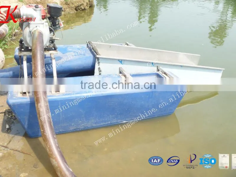 Profession make mini dredge for gold used in small river