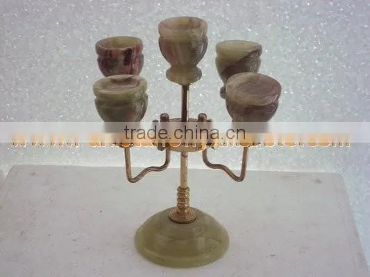 NATURAL 2017 New Items ONYX CANDLE HOLDERS STANDS BRASS WORK