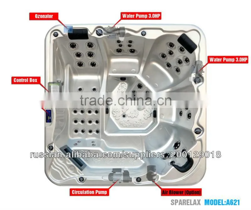 Best selling European Aristech acrylic bathtub Jazzy---- A621 for 5 person