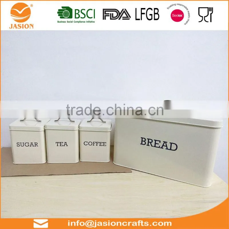 SET1624 Sugar Canister Tea Can Coffee Jar Powder Coated Iron Bread Bin