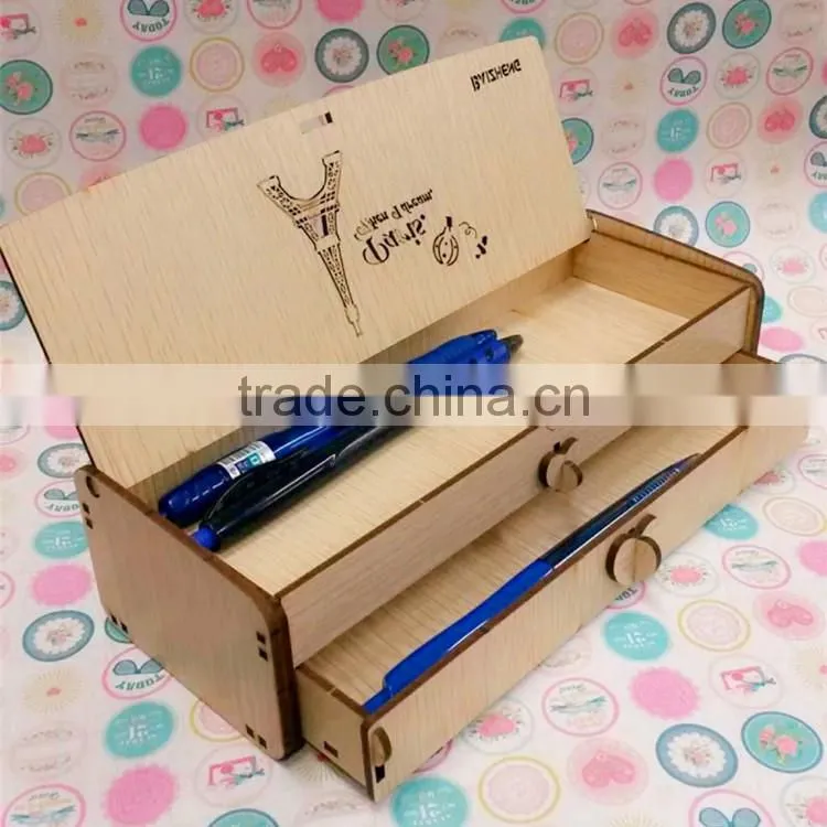 large capacity wooden cool pencil case design hot selling