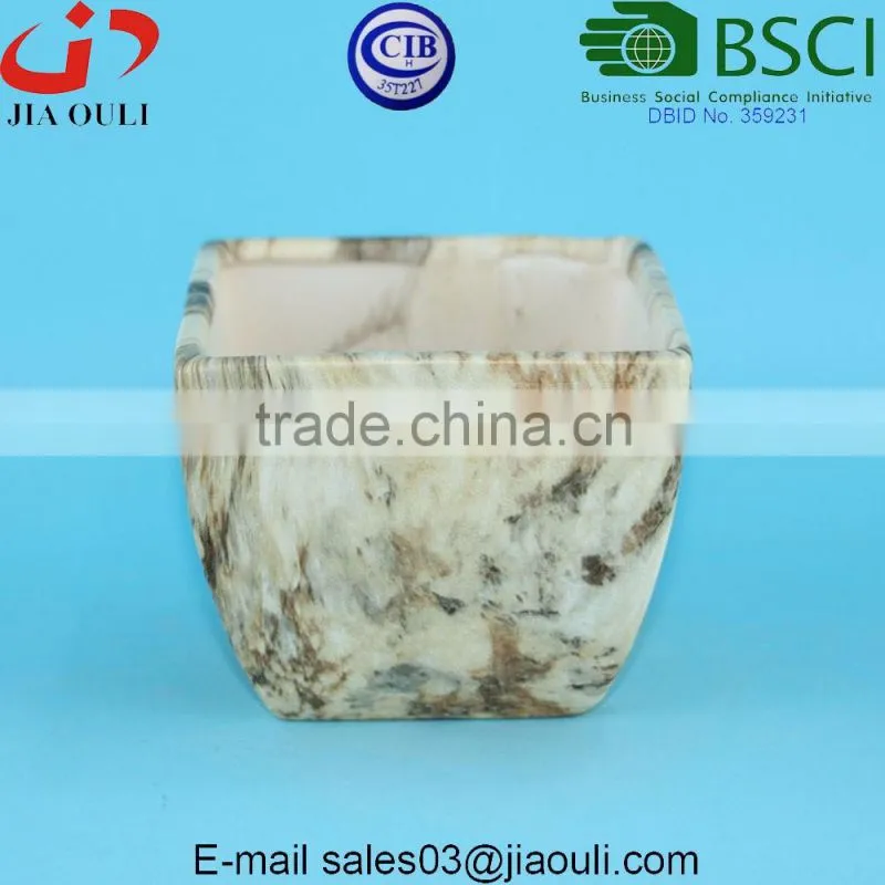 New color Marble design Ceramic planter pots square