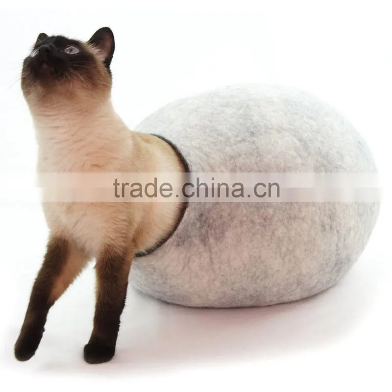 Cat Bed, House, Cave, Nap Cocoon, Wool Felt Handmade Large