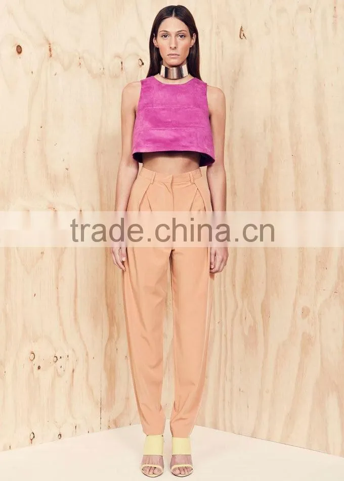 Runway Raspberry Patchwork Geometric Suede Trendy Crop Top