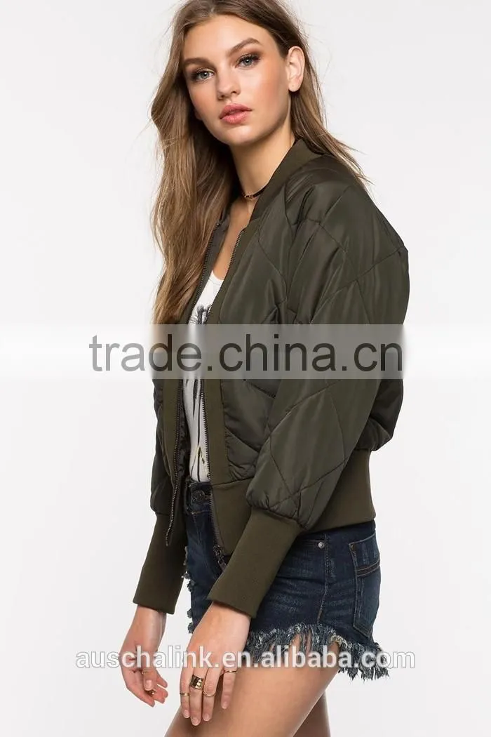 2016 outdoor custom lady quilted bomber jacket