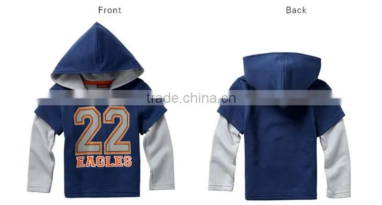 Cheap Wholesale 100% Cotton Children Long sleeved color matching sleeve Hoodies