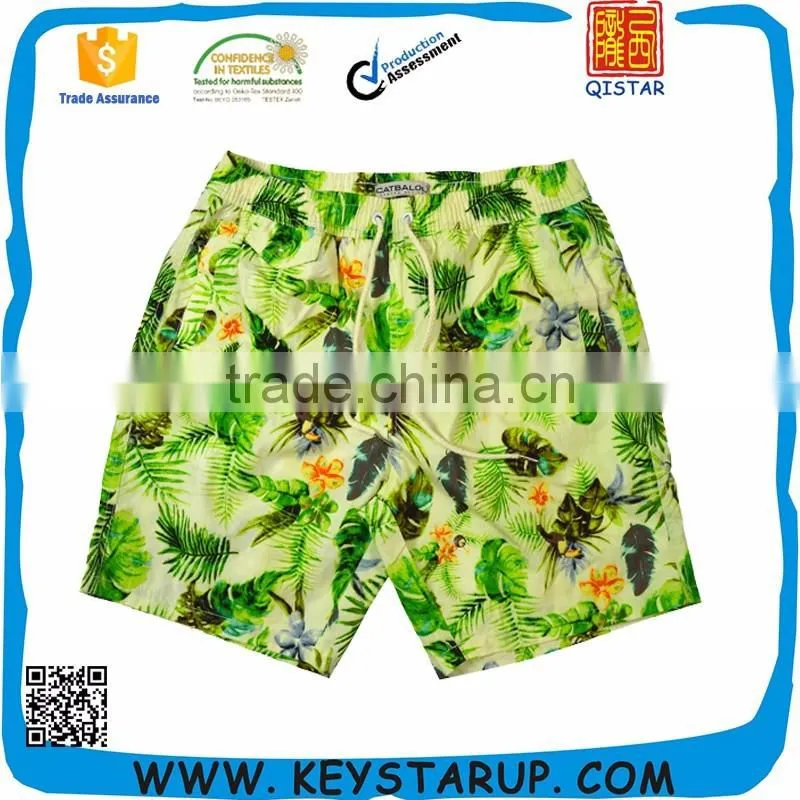 Top Sale Mens Beach Shorts Floral Print Board Shorts Quick Dry Elastic Waist Shorts