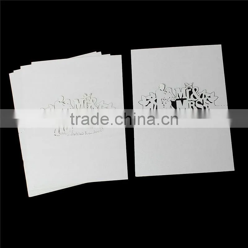 Paper Wedding Party Name Place Card Bride & Bridegroom Message "Mr & MRS" Light Gold Glitter
