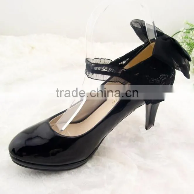 Black Lace and Bowknot Decorative Shoe Ornaments Shoe Lace Clips for Wedding Shoe Accessories