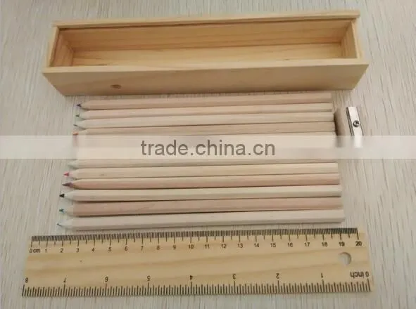 Factory Direct Stocked wholesale high quality 7'' basswood graphic colored pencil ruler sharpener set for promotion