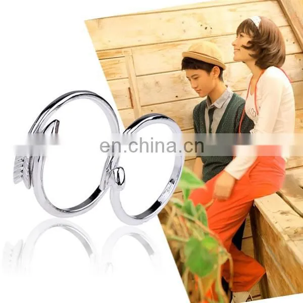 Fashion Customed Silver Plated Arrow Ring Set For Boy Friend and Girl Friend