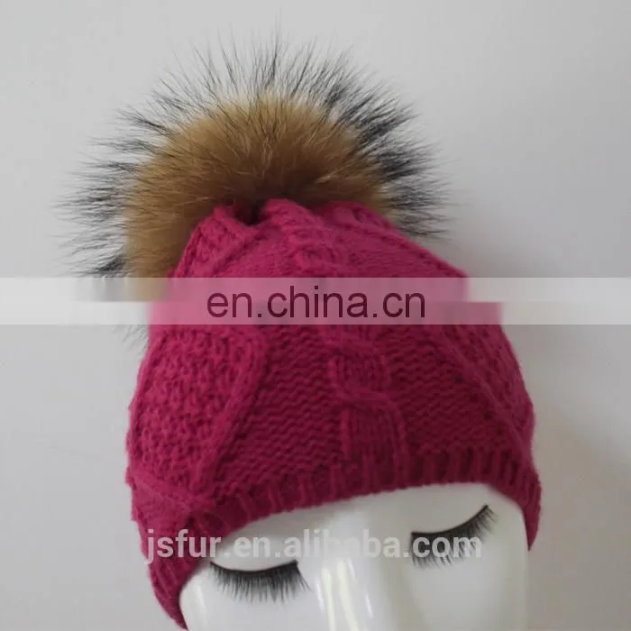 New Year Products Knit Hat With Fur Ball Colorful Girl Women Man Lovely Beanie Hat