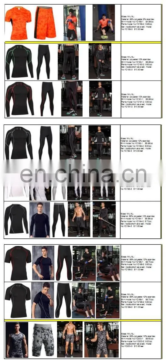 Men's Compression Clothing Gym Wear Base Layer Tights Long Pants Tank Tops T-Shirts