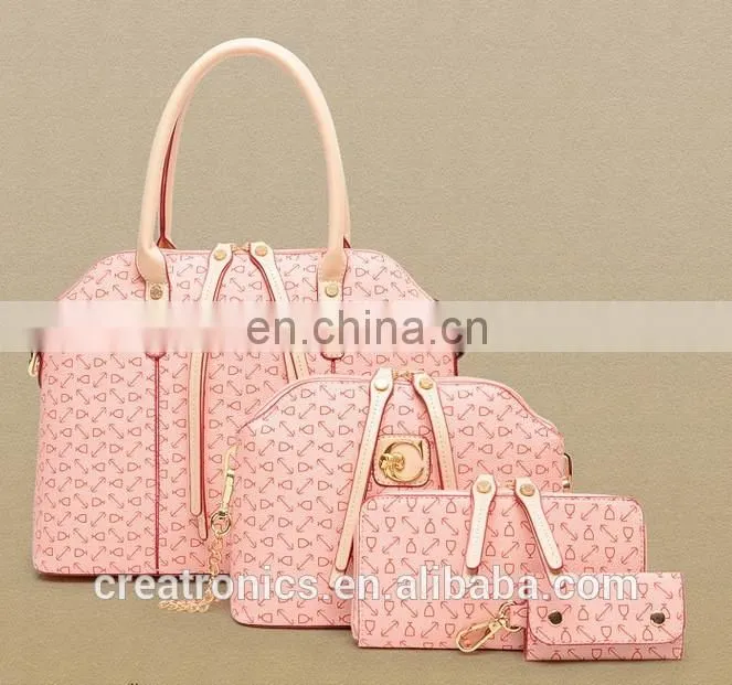 CR USA market expert new products on china market high capacity women leatehr tote bag with 4pcs purse bag set in handbags