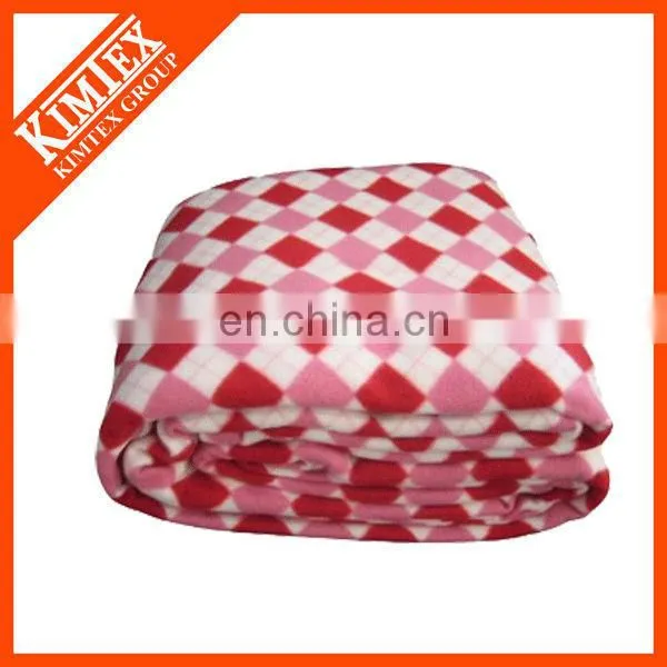Checkered anti-pilling printed polar fleece blanket