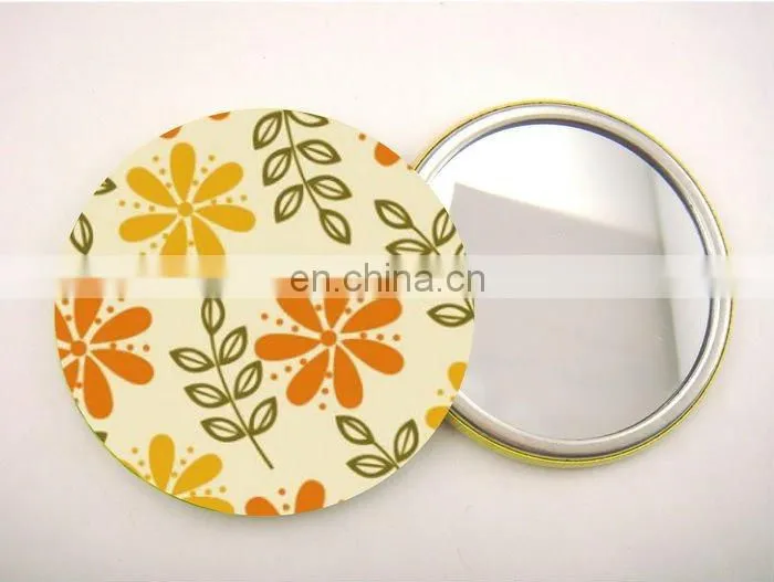 new cheap product fancy personaized portable compact one-way pocket round metal mirror