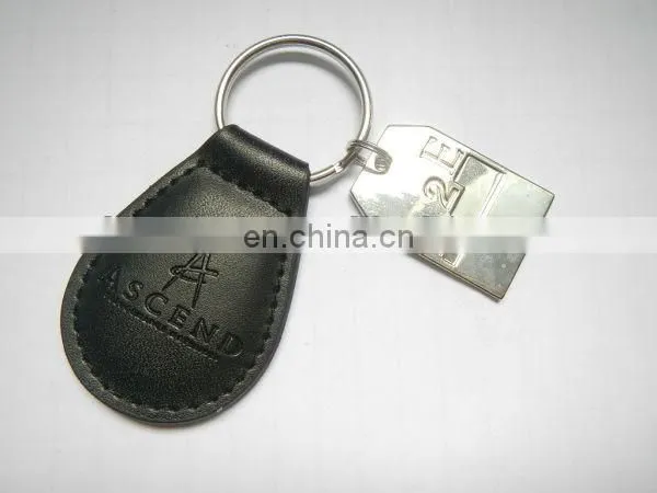 exquisite leather key holder with metal tag