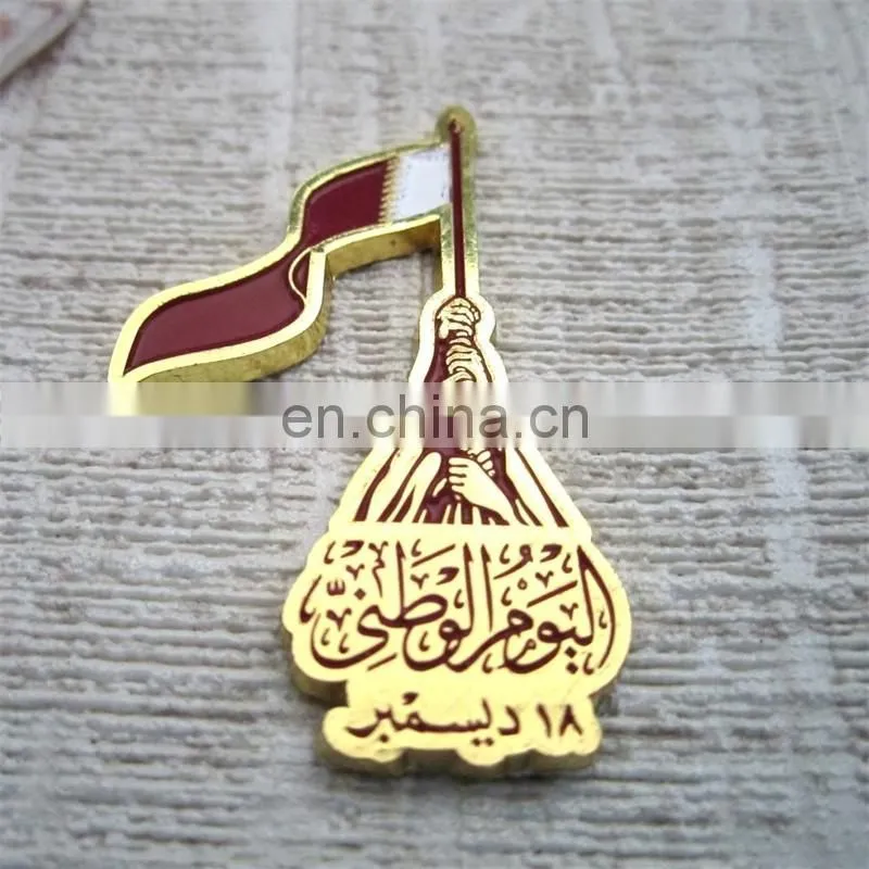 metal Qatar national day soft enamel flag pin badge