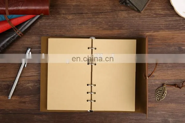 Vintage Leather Journal Notebook Classic Retro Ring Binder Diary Book