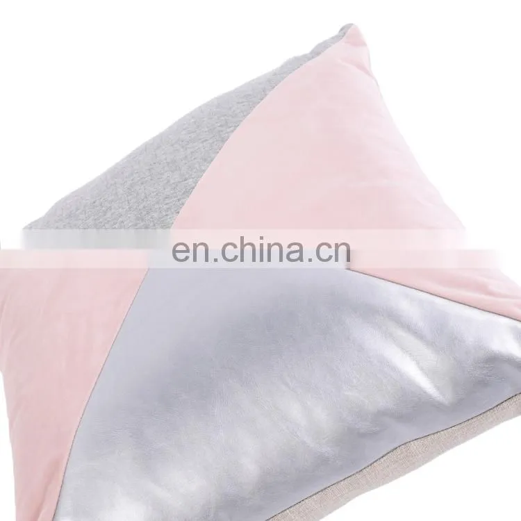Patchwork Soft Geometric Print Decorative Square Throw Pillow Cushion Cover for Sofa
