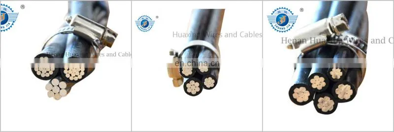 Duplex Triplex ABC Cable Overhead Aerial Bundled Cable Aluminum Conductor XIPE Insulated
