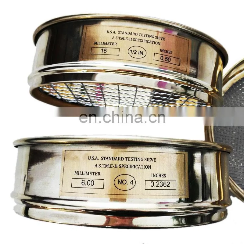 ASTM Standard Laboratory Copper/Brass Wire Mesh Screen Test Sieves with Lip, Pan, Brush