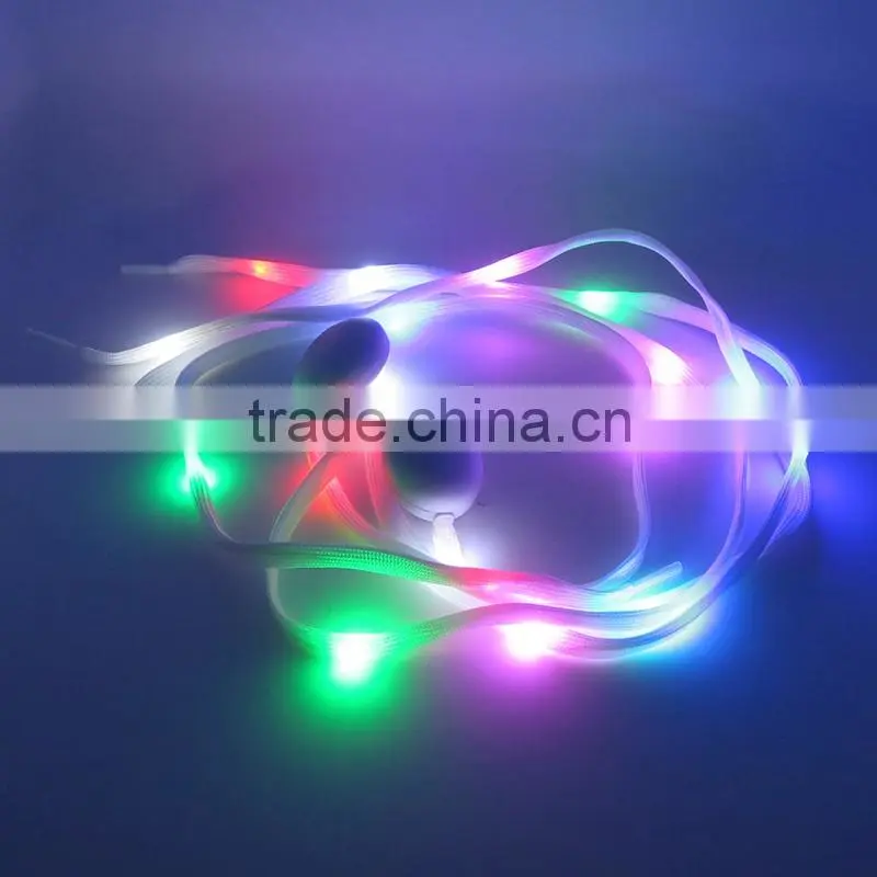2016 Hot sale fashion LED light shoestring/colorful LED shoelace for party