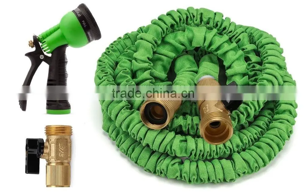 Expandable Garden Hose Strongest Expandable Hose With All Brass Connectors,8 Pattern Spray Nozzle And High Pressure - Resistance