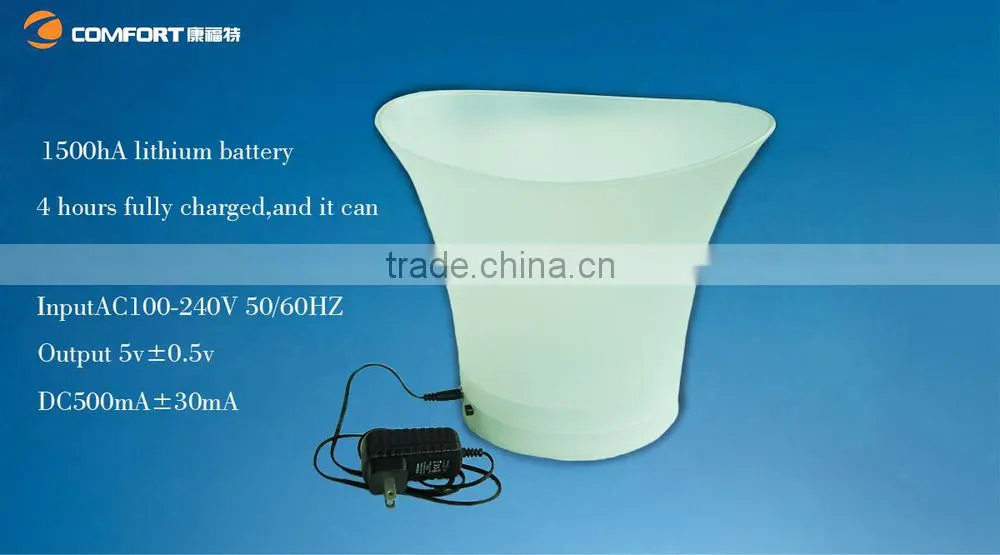 Plastic Material waterproof color changing LED party bar ice bucket