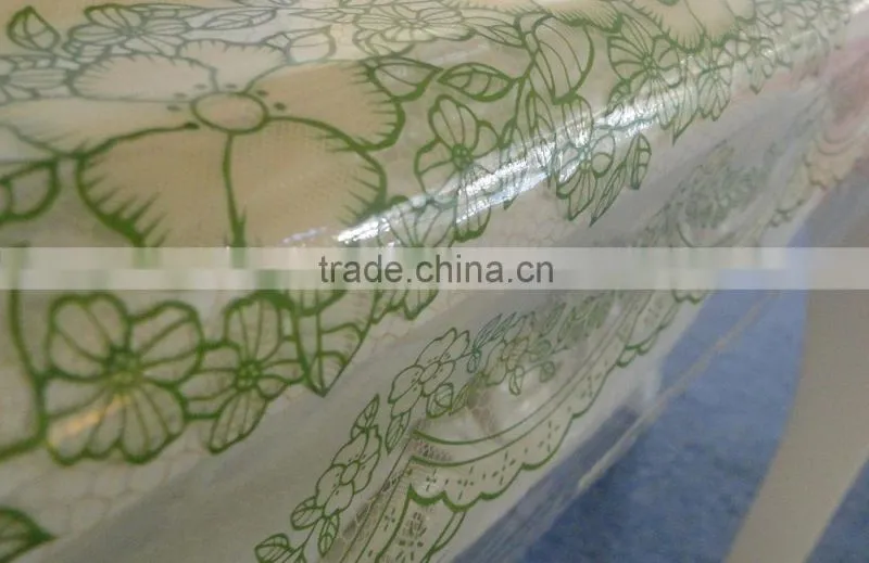 Garden new decorat printed PVC transparent table cloth --Green