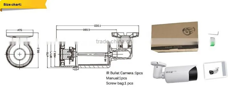 Quality AHD Camera 2.8-12mm Lens COMS Vari Focal with UTC CCTV Bullet Camera Waterproof
