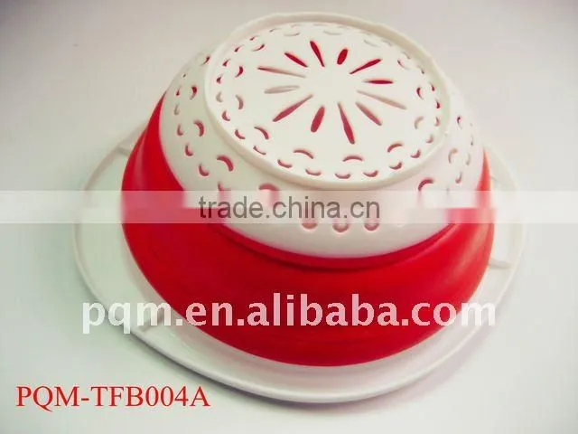 3-tiers plastic foldable colander bowl 004A