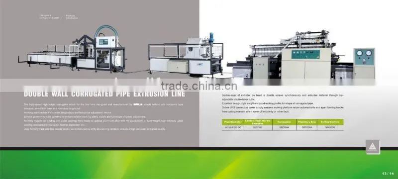 PVC 110~250mm double wall corrugated pipe extrusion line