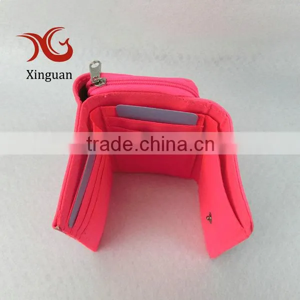 Pink PU leather women purse with cute decoration