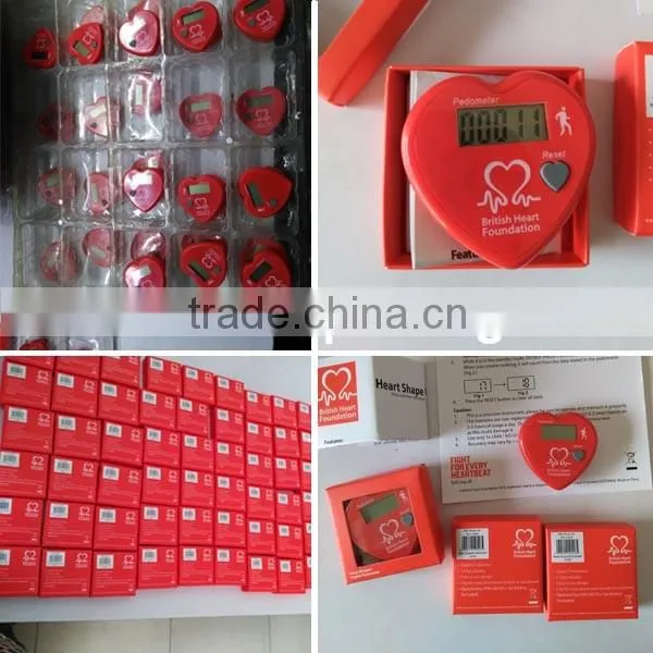 hot sale promotional heart shaped pedometer supplier