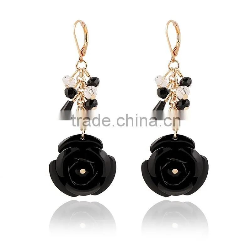 2016 Latest Design Wholesale Price Women Elegant Enamel Flower Drop Earring