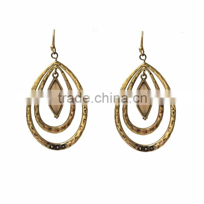 Latest Anti-Gold Jewelry Double Circles Bali Designs Hook Earrings