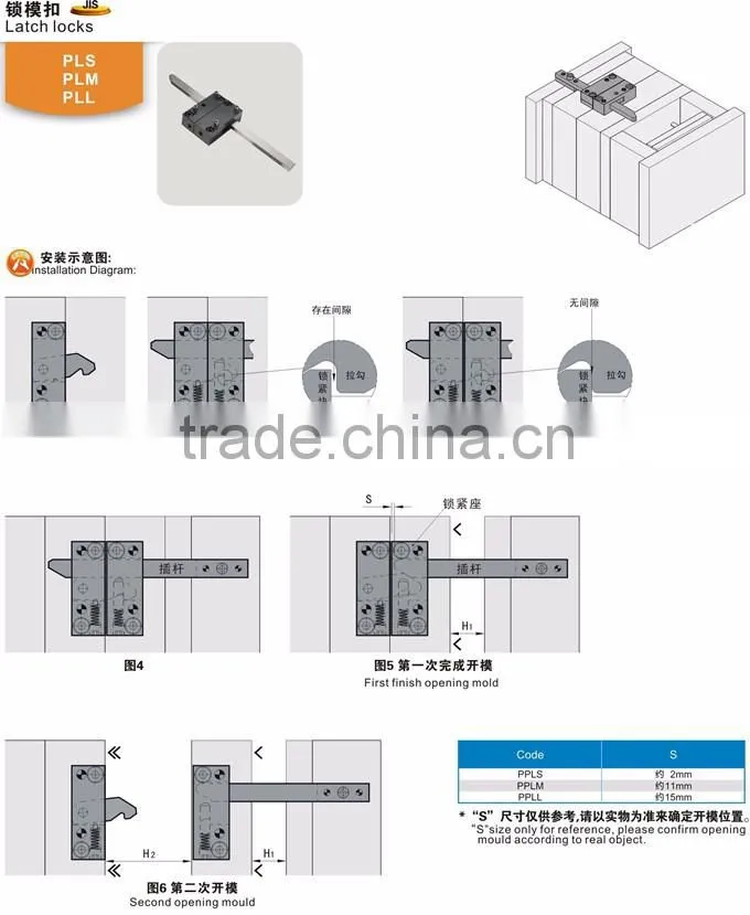 PLS PLM PPL Latch lock setsf mould parting locks for Plastic mold