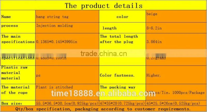 High quality garment accessories blue string tag