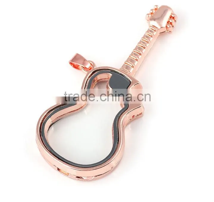 new products silver jewelry Guitar photo locket& floating locket&costume jewelry locket