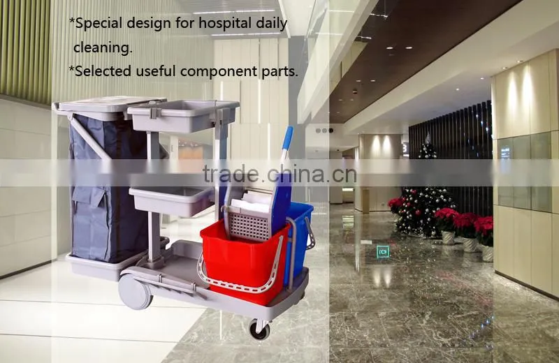 Multifunctional resthotel restaurant Office Janitor Cart, Cleaning trolley,cleaning service cart