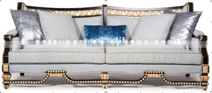 Neoclassic living furniture set wood frame fabric sofa gold length mirror