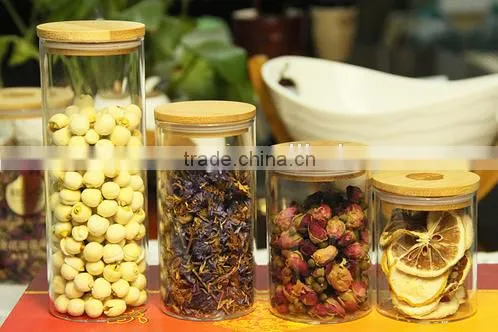 New style small bean jar hot selling airtight glass jar with bamboo lid