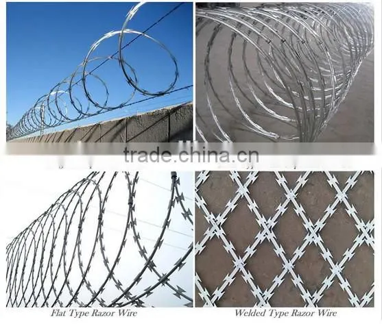 Cross Type Concertina Razor Barbed Wire