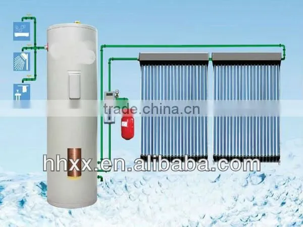 heat pipe split pressurized system solar water heater collector with tank copper coil