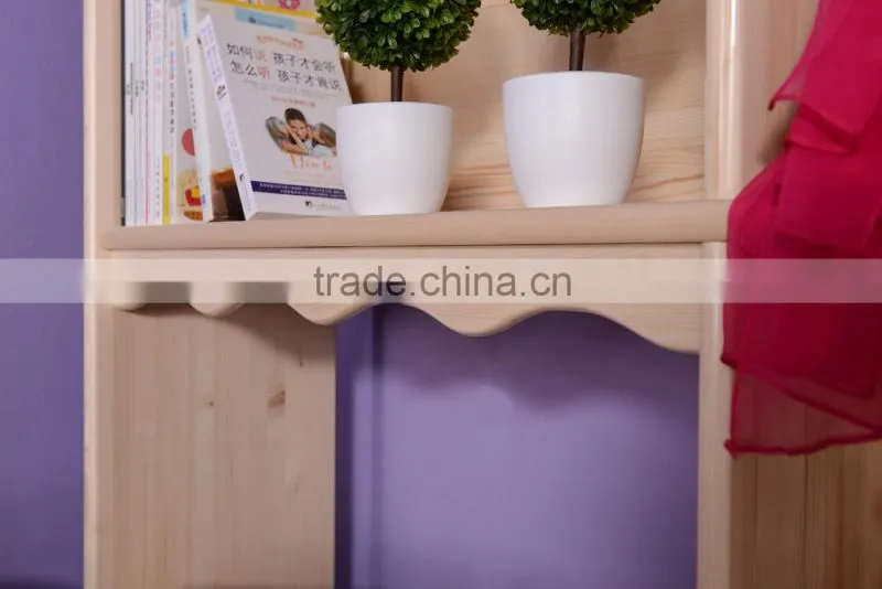 Girl Modern Bedroom Furniture in Pine Wood, Natural Color