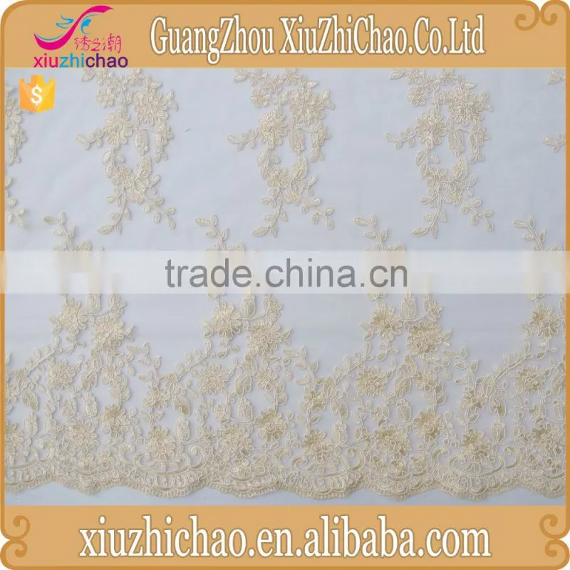 M0089(5.0)Fashion designs women's dress fabric 100% polyester gold embroidered 135cm new york wholesale fabric lace