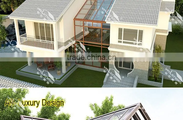 Luxurious triangle roof aluminum alloy sun room/glass house/greenhouse more change